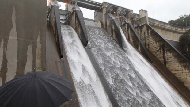 Wet, wet, wet ... the Warragamba dam, which overflowed for the first time in 14 years in March, is set to spill again today or tomorrow.