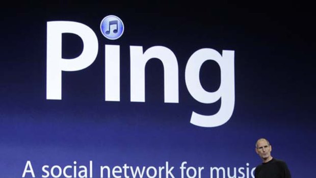 Apple CEO Steve Jobs unveils Ping, a social network for music, at a news conference in San Francisco.