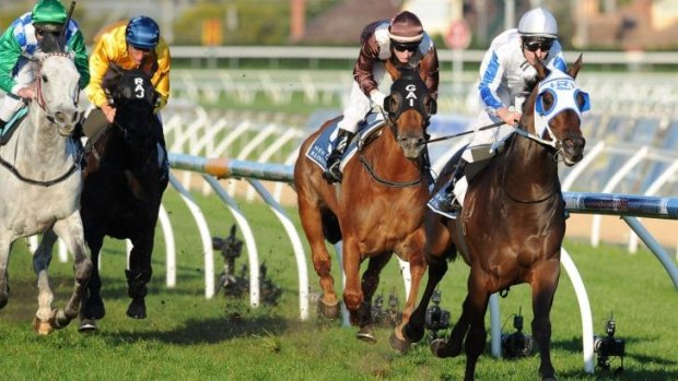 Too good: Dissident races away with the Memsie Stakes at Caulfield on Saturday.