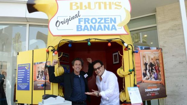 Brian Grazer and Mitchell Hurwitz mand the Bluth's Original Frozen Banana Stand for <i>Arrested Development Season 4</i> premiere.