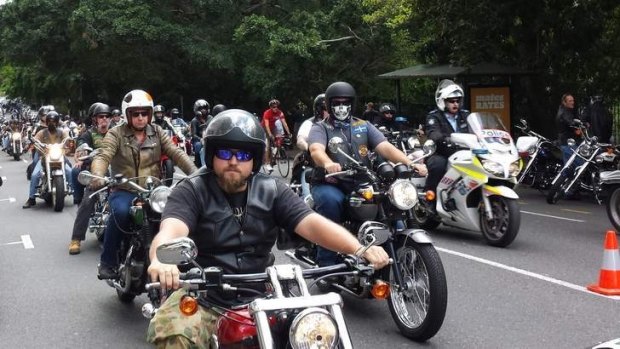 Recreational motorcyclists ride through Brisbane's CBD to protest against the government's anti-bikie laws. Recreational motorcyclists ride through Brisbane's CBD to protest against the government's anti-bikie laws in December.