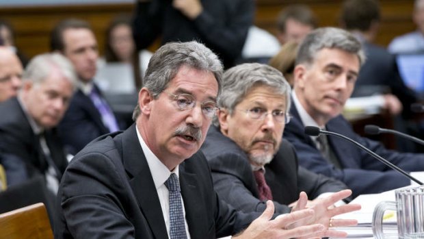 From left to right, Deputy Attorney General James Cole, Robert S. Litt, general counsel in the Office of Director of National Intelligence, National Security Agency Deputy Director John C. Inglis.