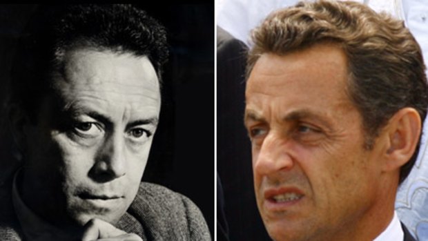Albert Camus (left), whose remains lie near Avignon and Nicolas Sarkozy (right), accused of indulging in gimmickry.