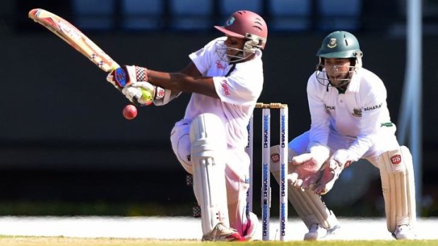 Centurion: Shivnarine Chanderpaul on the way to his 30th Test ton for the West Indies.