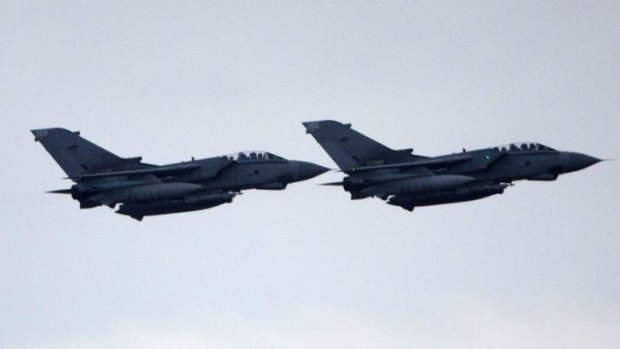 British Royal Air Force Tornado GR4 fighter jets return from a mission over Iraq.