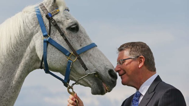 Victorian Premier Denis Napthine with former Melbourne Cup-winning horse Subzero last year.