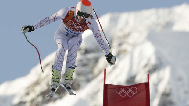Soaring: Bode Miller of the US tests the Sochi course.