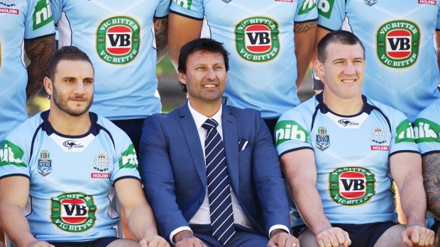 Looking for new leaders: NSW coach Laurie Daley with 2016 vice-captain Robbie Farah and skipper Paul Gallen.