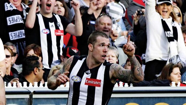 The man: Collingwood's Dane Swan had 45 disposals yesterday.