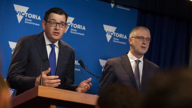Premier Daniel Andrews and Special Minister of State Gavin Jennings announce the new rules on Monday.