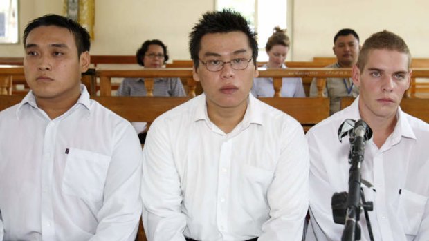 From left: Tach Duch Than Nguyen, Si Yi Chen and Mathew Norman in 2005.
