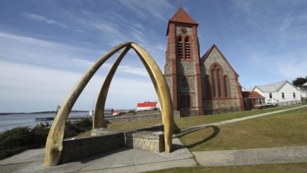 Christ Church Cathedral on Ross Road in Stanley, on the Falkland Islands, where hopes are high for an oil industry.