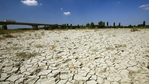 Climate concerns: The dried-up bed of the Po River in northern Italy in July 2007.