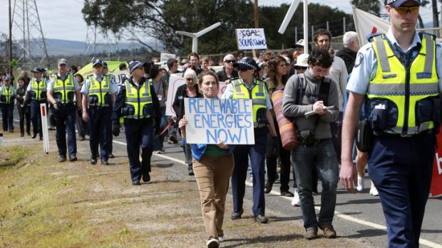 A protest last year outside Hazelwood power station. The federal government is monitoring the activists against coal-fired power stations.