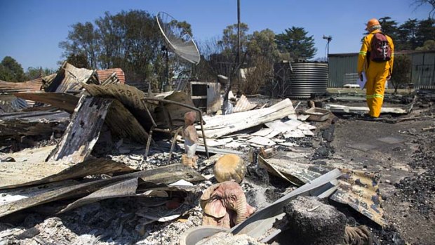 Gutted ... fire has ripped through Dunalley, in Tasmania, destroying about 100 homes.