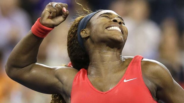 That winning feeling ... Serena Williams reacts after beating Victoria Azarenka.