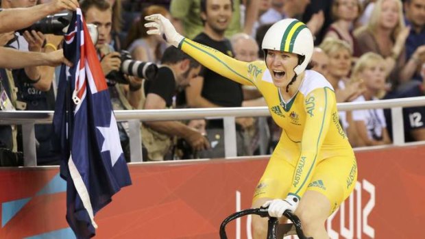 Meares after winning the sprint finals at the London Olympic Games.