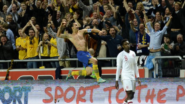 Stunner ... Zlatan Ibrahimovic celebrates his fourth goal.