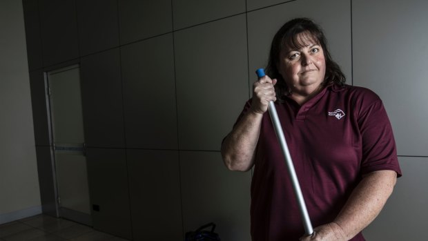 Cleaner Judith Barber is among 7000 NSW school cleaners worried they will be short-changed for the number hours they work under proposals to pay them according to the size of space they clean.