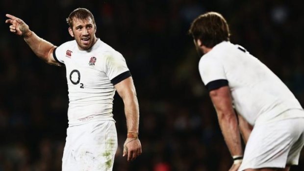 Leading from the front: Chris Robshaw issues instructions to his team.