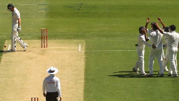 Another failure &#8230; Shaun Marsh departs for a duck on day one.