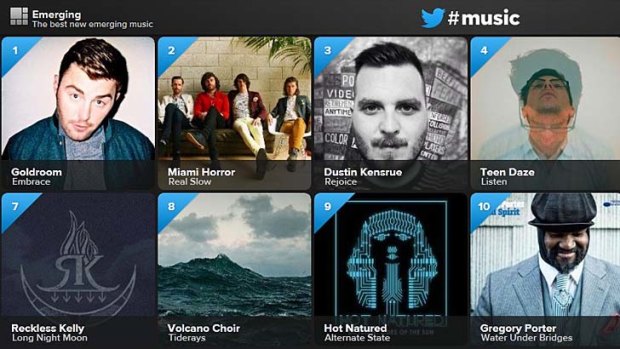 A screenshot of Twitter's #music app.