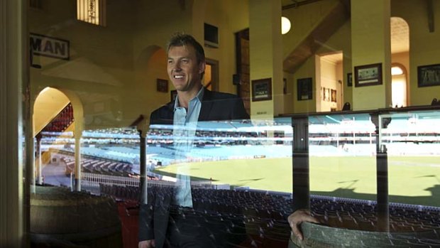 Reflecting on a fine career: Brett Lee at the announcement of his retirement yesterday.