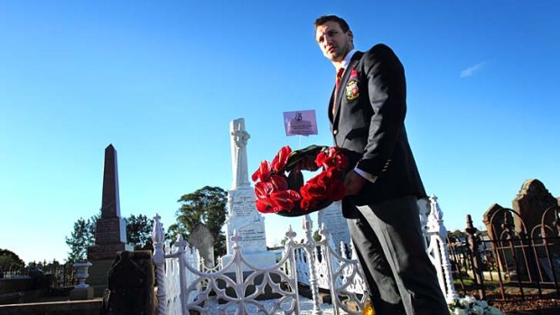 Tragedy: Sam Warburton visits Seddon's grave.
