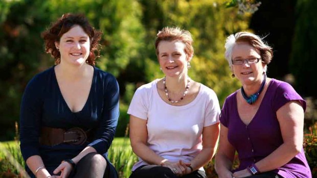 History in the making: PhD student Nicole Curby and academics Katie Holmes and Sue Beeton.