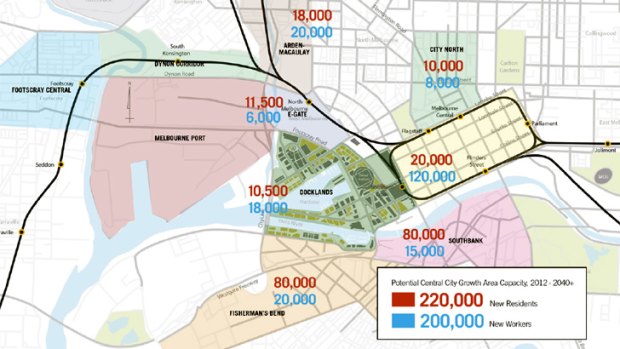 A map of Melbourne's proposed CBD expansion.
