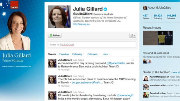 According to research, Twitter users fit into one of 13 categories...Prime Minister Julia Gillard's profile.