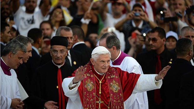 Pope Benedict ... call for unity during Lebanon visit.