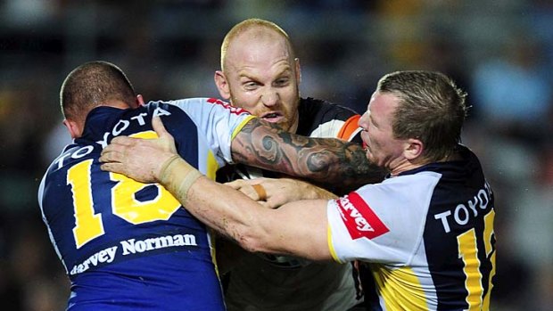 Hard to handle &#8230; Daniel Geale is a massive fan of prop Keith Galloway's no-nonsense style of play.