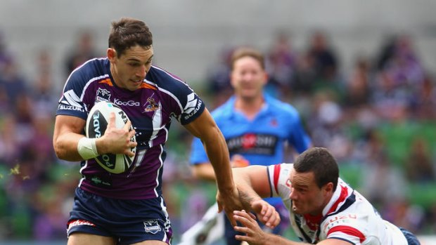 New record ... Billy Slater is the first NRL player to score two tries in each of the first four games of the season.