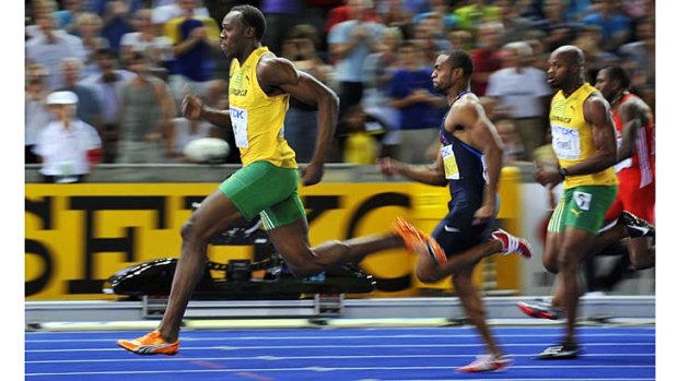 The man: Usain Bolt wins the 2009 world championship sprint from Tyson Gay and Asafa Powell.