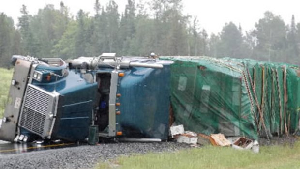A truck carrying 12 million honey bees overturned on the Trans-Canada Highway in northwest New Brunswick.