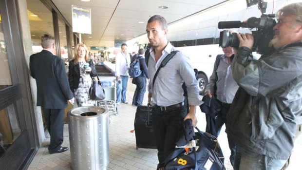 Leaving ... Quade Cooper departs for South Africa with the Wallabies.