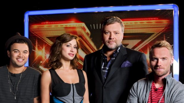 The judges of channel seven's<i> X-Factor</i>.