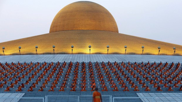 Wat Dhammakaya, Thailand's largest temple, during quieter times.