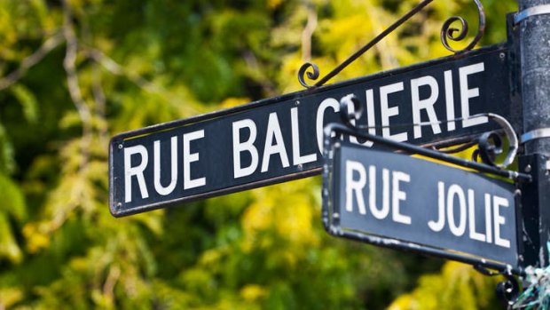 Street signage in French.