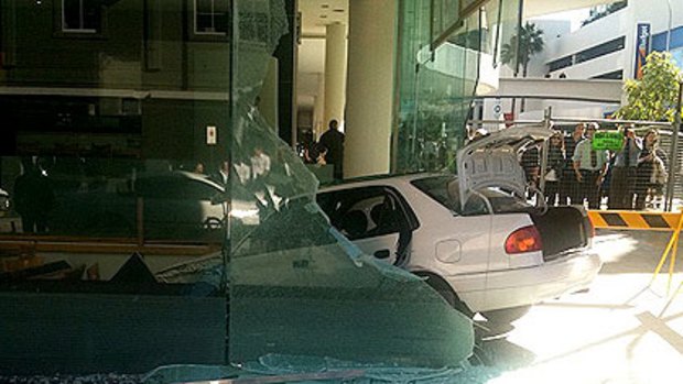 A car sent diners running for cover after smashing through the windows of upmarket Japanese restaurant Matsuri.