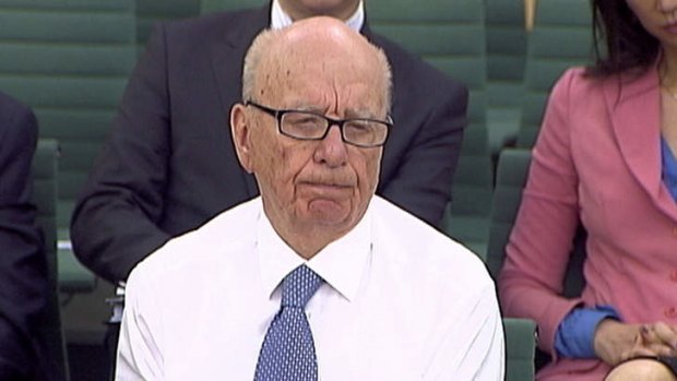 Rupert Murdoch during a parliamentary committee hearing on phone hacking at Portcullis House in London in 2011.