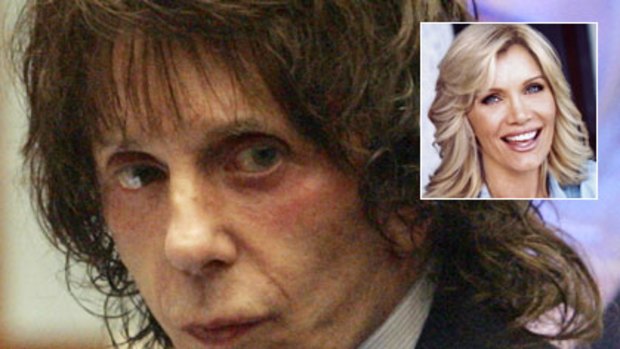 Phil Spector in court last month and inset, Lana Clarkson.