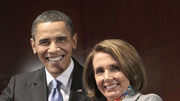 Barack Obama and Nancy Pelosi.