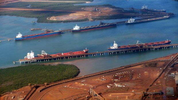Carriers are loaded at Fortescue Metals' iron ore terminal at Port Hedland.