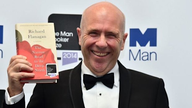 RIchard Flanagan winning the Man Booker Prize.