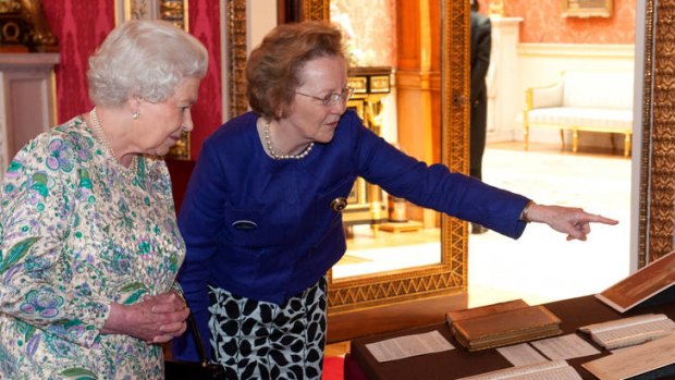 The Queen views some of the private journals of Queen Victoria.