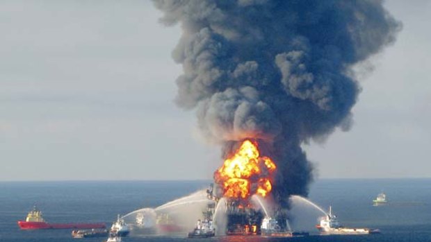 Blowout ... the burning oil rig Deepwater Horizon.