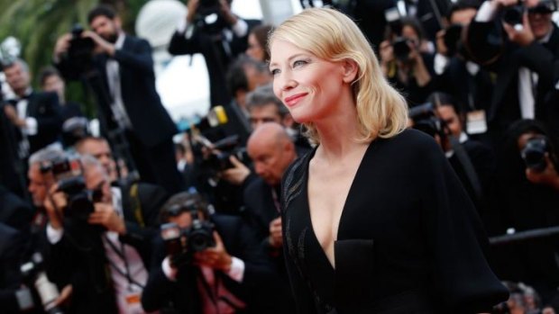 Cate Blanchett arriving for screening of the film Sicario at Cannes.