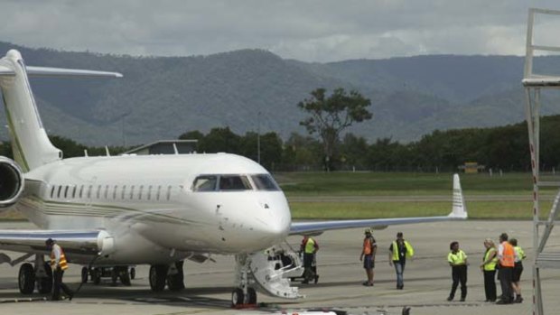 Oprah's plane touches down in Cairns.